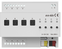 Модуль: KNX 4-канальный модуль затемнения 0-10V